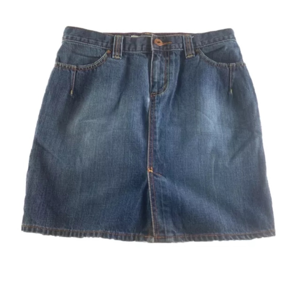 Old Navy Y2K Denim Mini Skirt Jean Skirt Size 6 Contrasting Stitching‎ Cotton